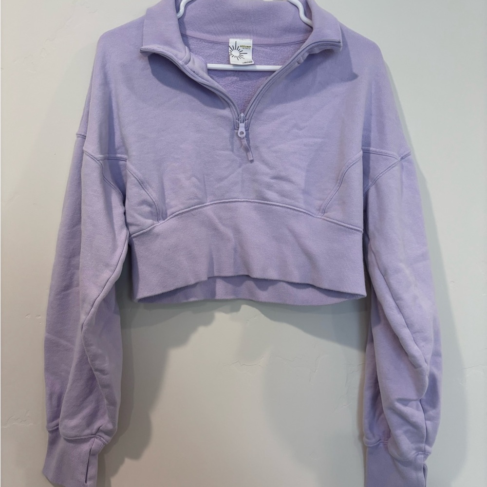 Aerie Lilac Quarter-Zip Cropped Hoodie